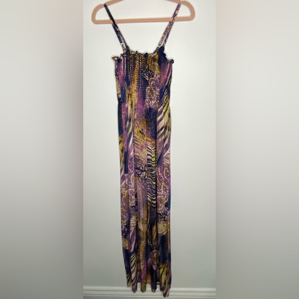 Shoreline Elegant Multicolor Maxi Dress One Size Elastic Stretch Top Vacation